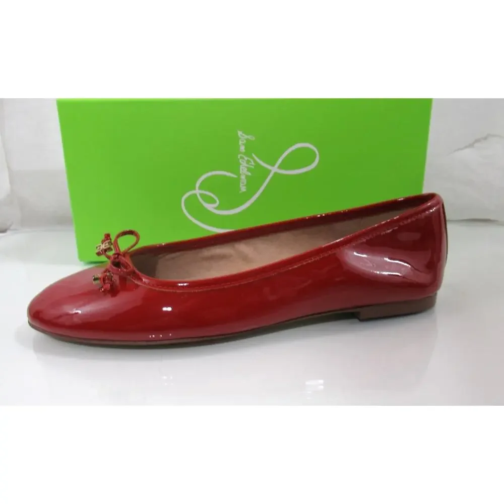 Sam Edelman Felicia Bow Detail Ballet Flat Shoes Lux Red Patent Size 7.5